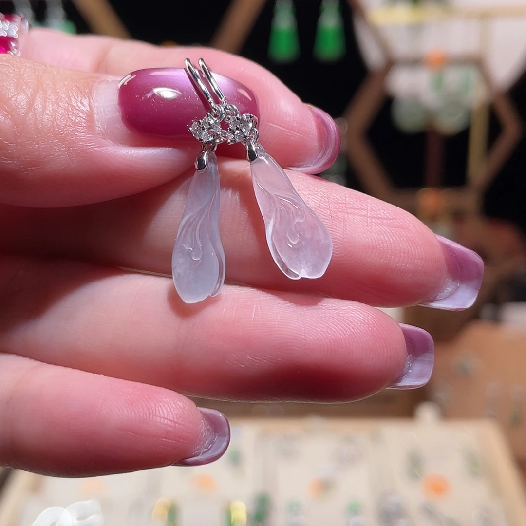 翡翠18K金镶嵌耳饰