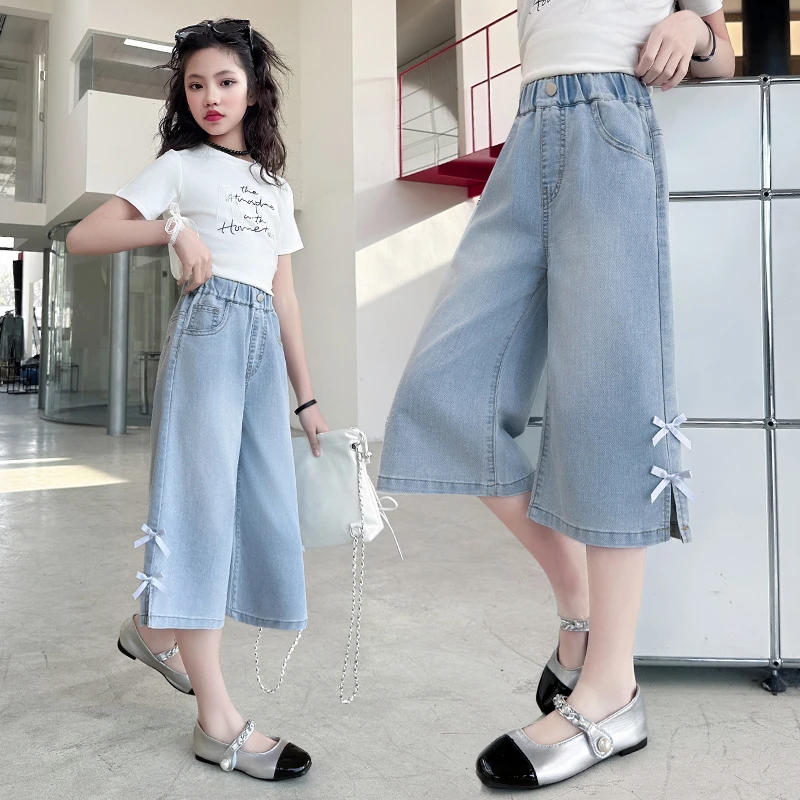 女童夏季牛仔短裤中大童外穿休闲百搭儿童薄款七分裤炸街夏装裤子