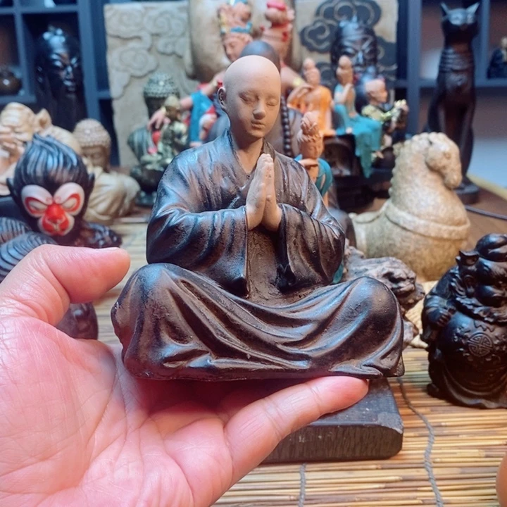有机玻璃火山岩彩绘一心向佛