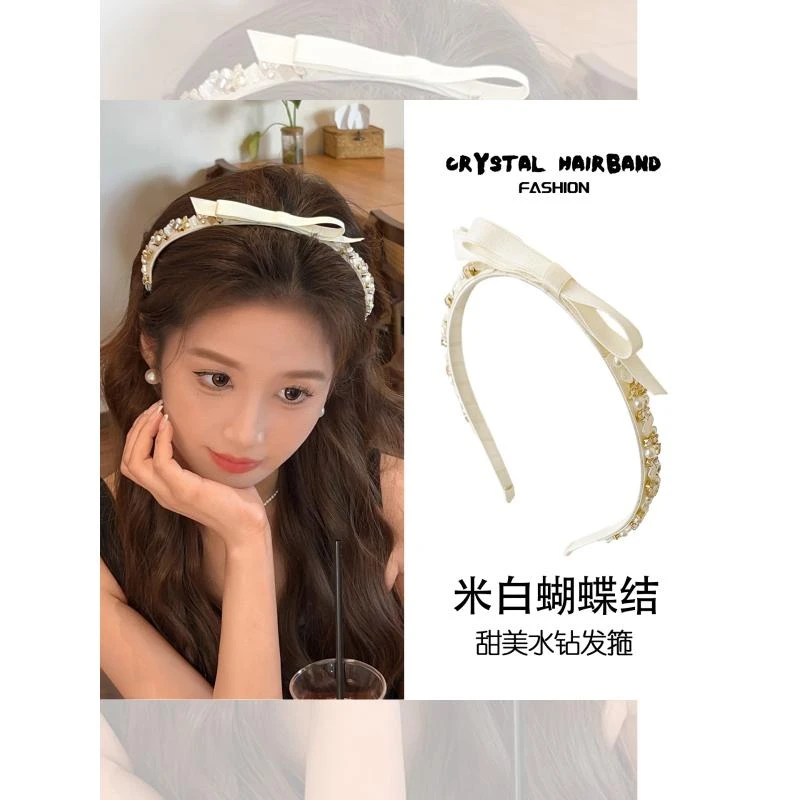千金大小姐重工蝴蝶结水钻发箍女高级感精致压发头箍日常外戴发饰