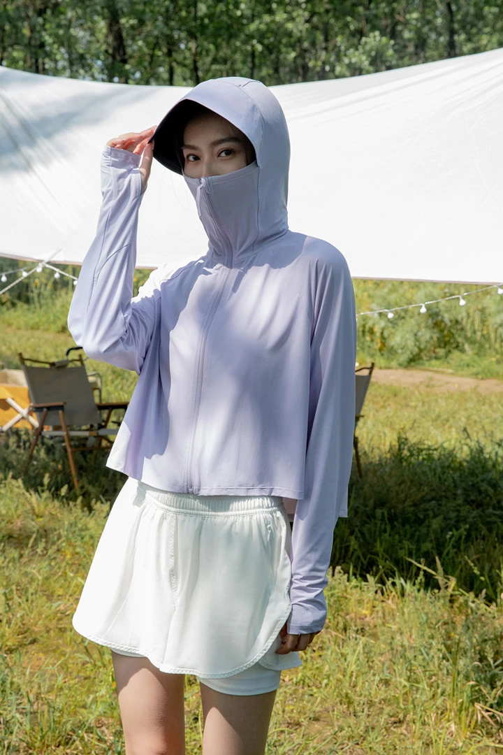 冰丝防晒衣女2025夏季新款套装户外斗篷式皮肤衣防晒衫夏季透气