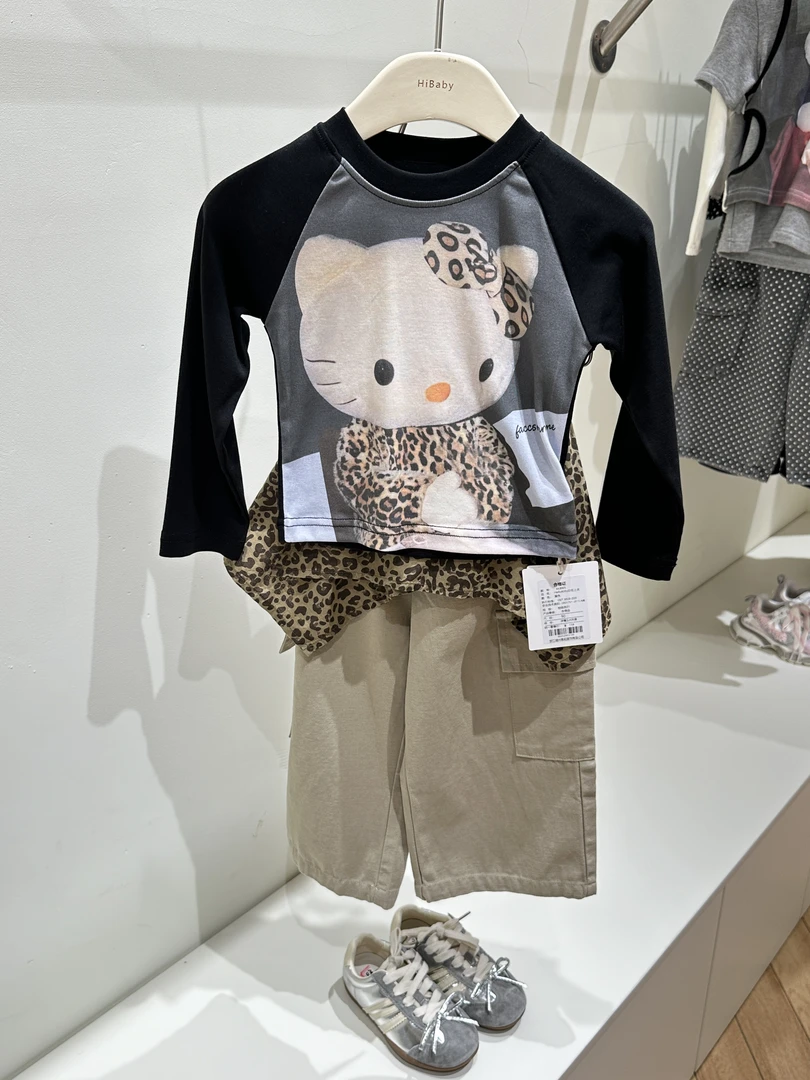 【铁锤甄选】女童kt拼接上衣30052＋豹纹屁帘裤60848