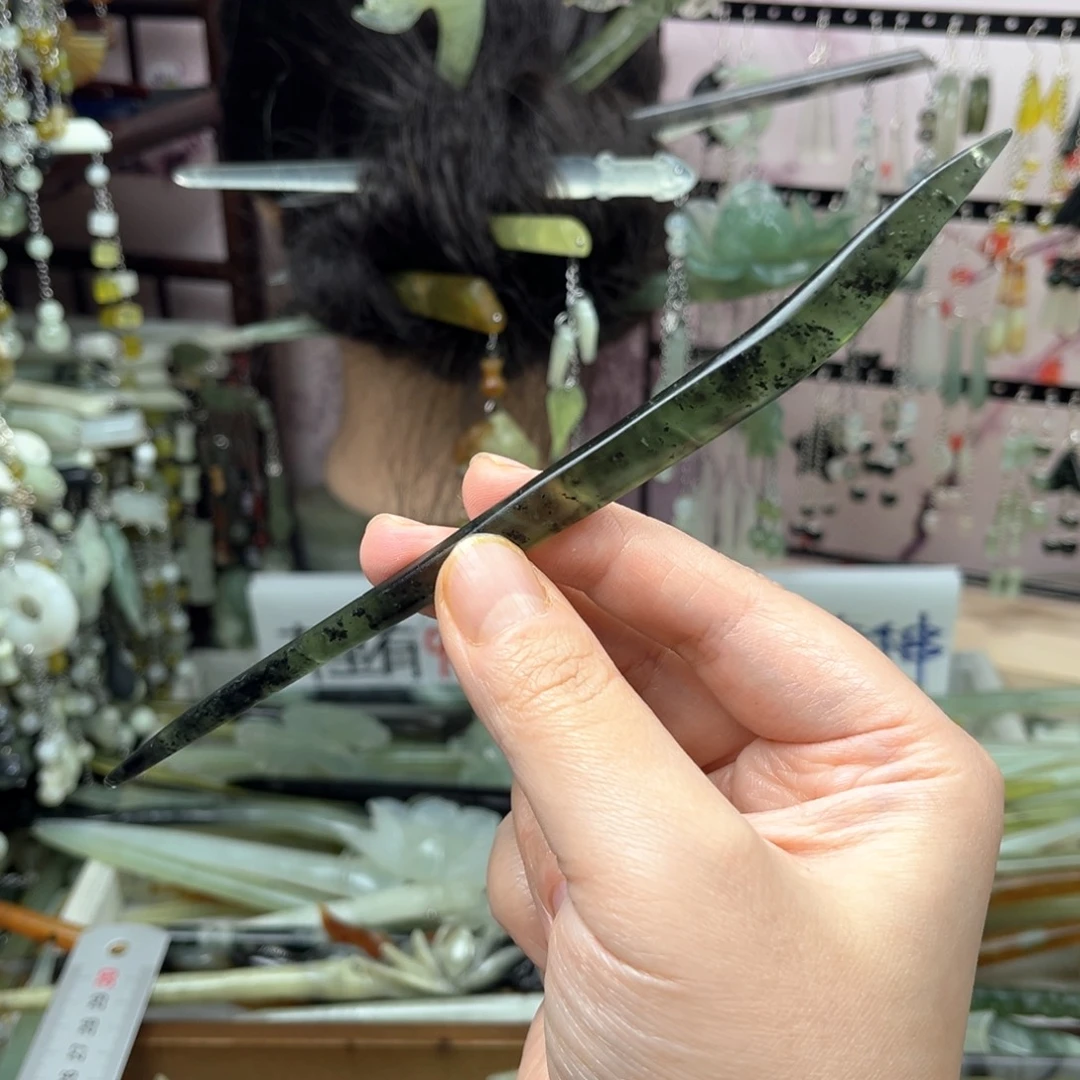 岫玉未镶嵌发饰长度17厘米左右