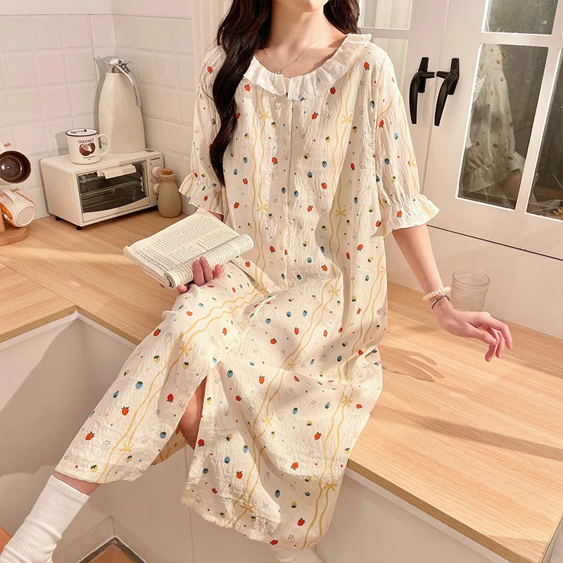 孕妇睡衣夏季薄款短袖待产裙产前睡裙孕期产检睡裙一体式可外穿