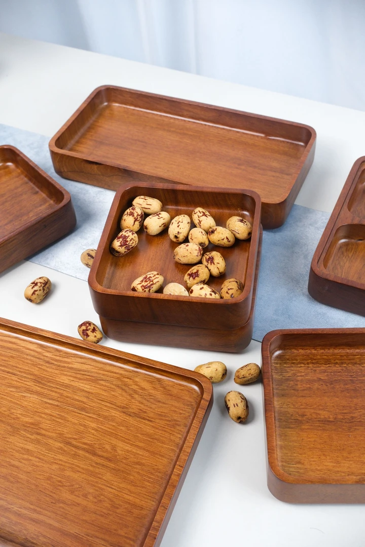 户外家用实木可叠加盛放水果瓜子零食点心饰品实用时尚日式托盘