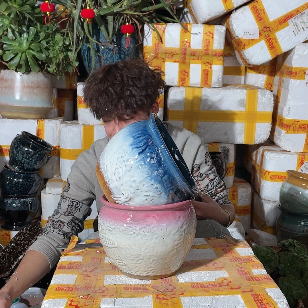 无铅玻璃宜兴紫砂花盆