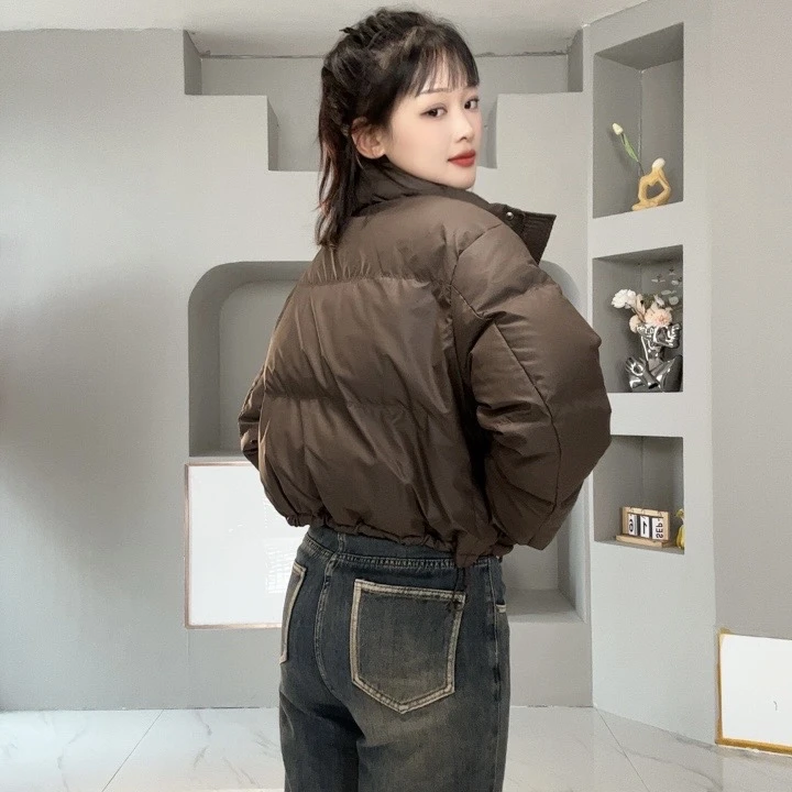 小皮衣加厚羽绒服短款宽松韩版立领冬季保暖百搭小个子时尚秋冬