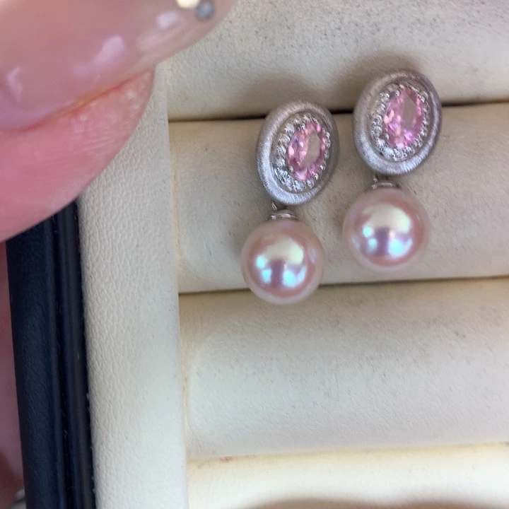 银S925镶嵌耳饰海水珍珠