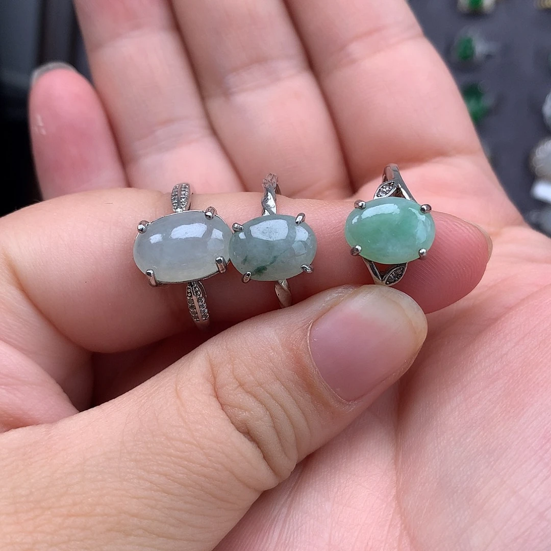 翡翠戒指银S925镶嵌戒指925