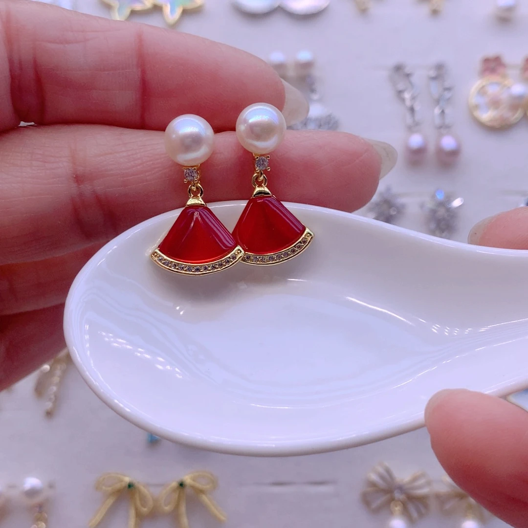 淡水珍珠耳饰合金