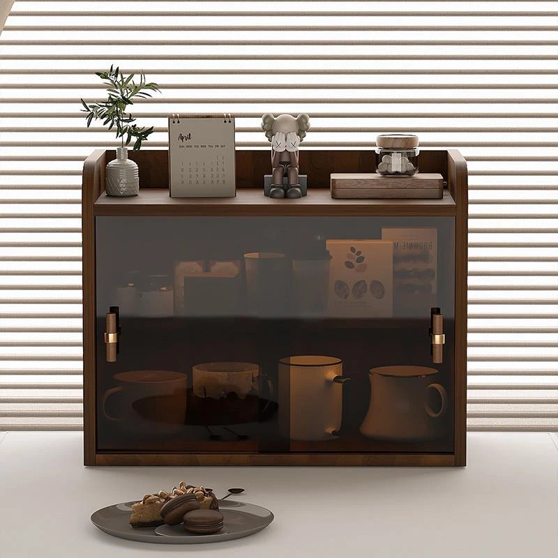 黑胡桃收纳架桌面化妆品收纳盒香水置物架防尘茶杯具咖啡马克杯架