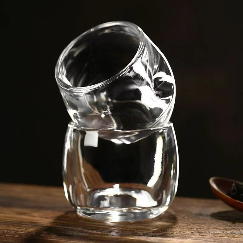 【2只装】水晶扳指杯透明高档杯主人杯茶杯手工高端玻璃杯子茶具