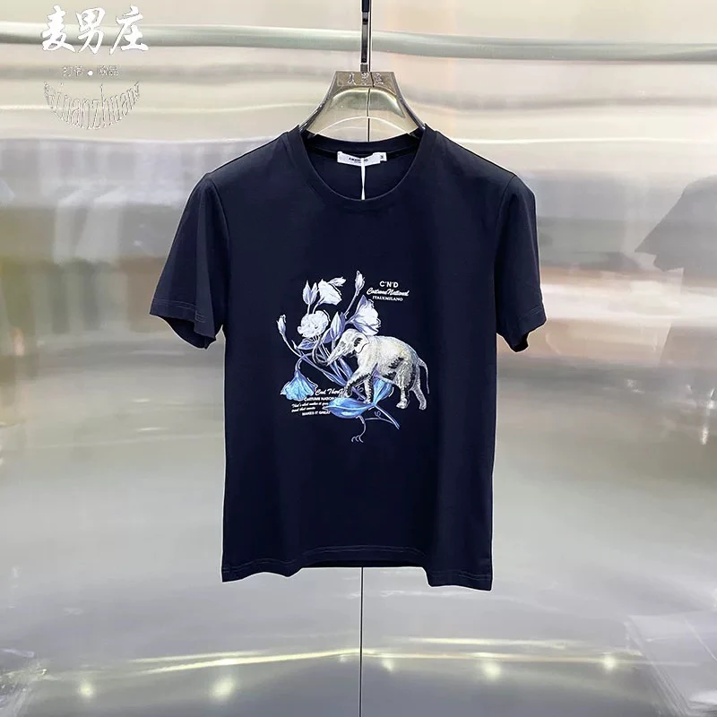 欧货2025新款夏季男士短袖t恤潮牌男装圆领修身半袖休闲上衣体恤