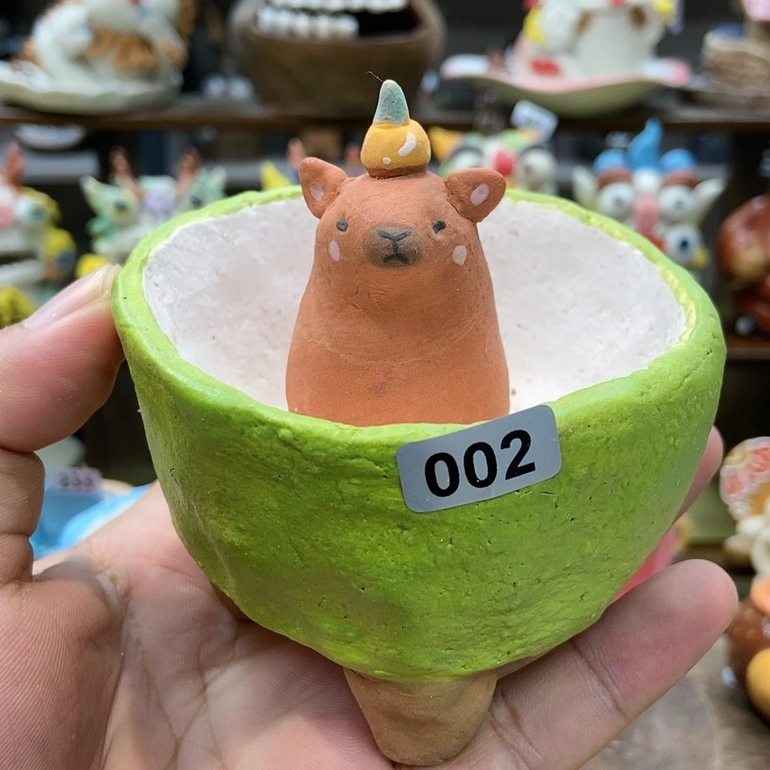 摆件直播间手工抽象陶瓷摆件002