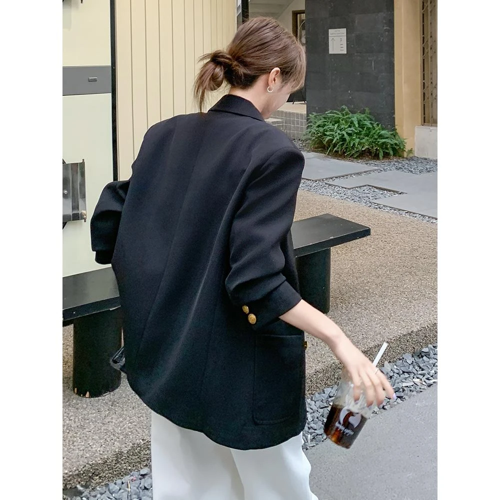 黑色正式场合精致西装外套女2025春秋新款法式气质百搭chic小西服