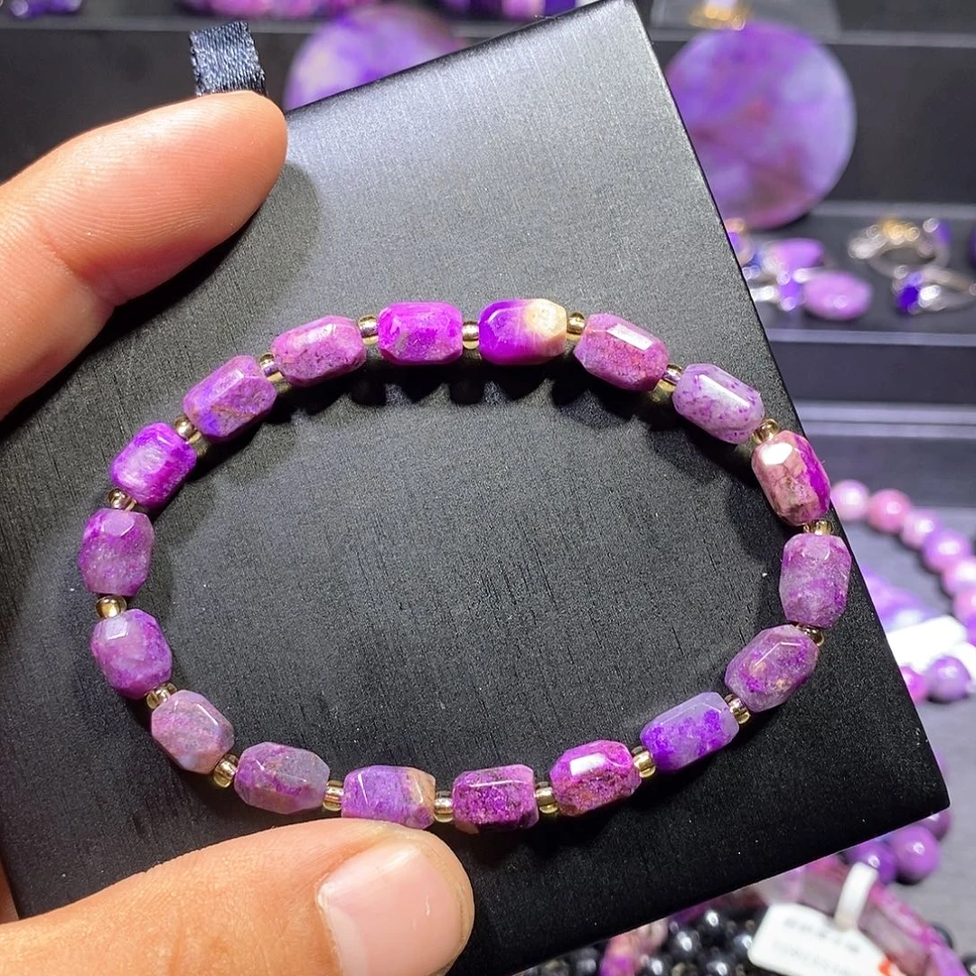 苏纪石（舒俱来）未镶嵌南非舒俱来桃红紫钻切手链