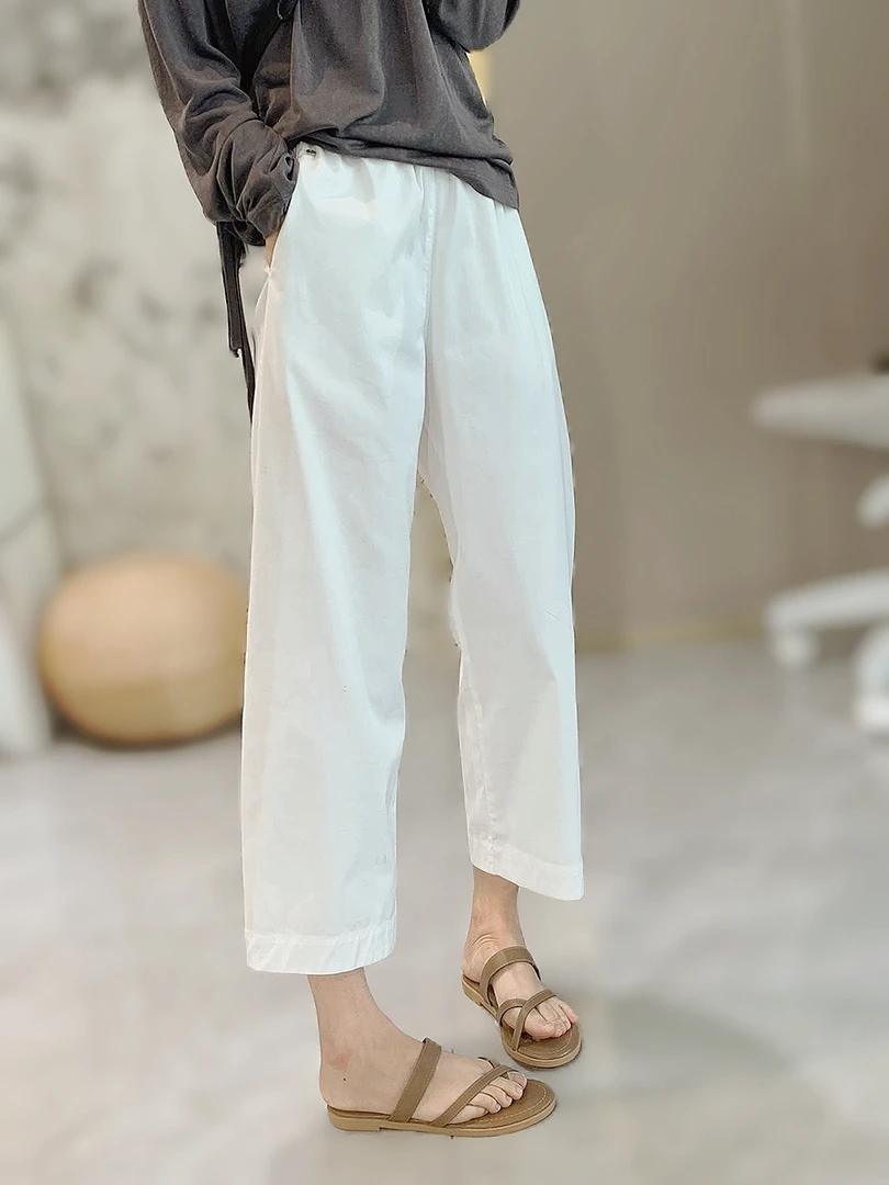 【秋款衔接专属～】撞色腰头休闲萝卜裤～品牌同款面料