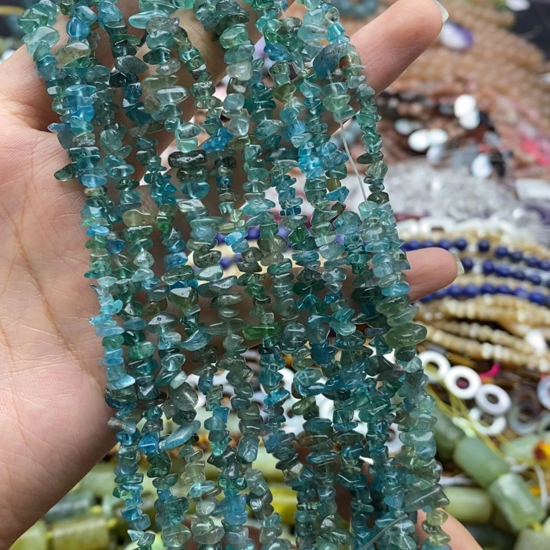 未镶嵌玛瑙/玉髓珠宝半成品一条纯天然蓝鳞灰碎石5mm