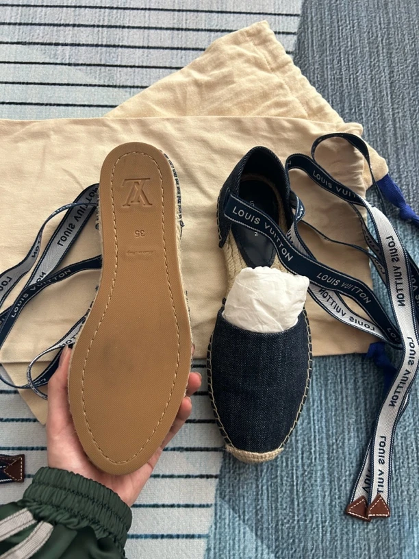 99新 LouisVuitton/路易威登 蓝色绑带渔夫鞋三五码