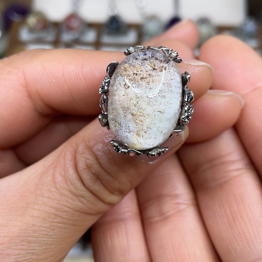 【闪购商品】银S925镶嵌珠宝半成品水晶戒指