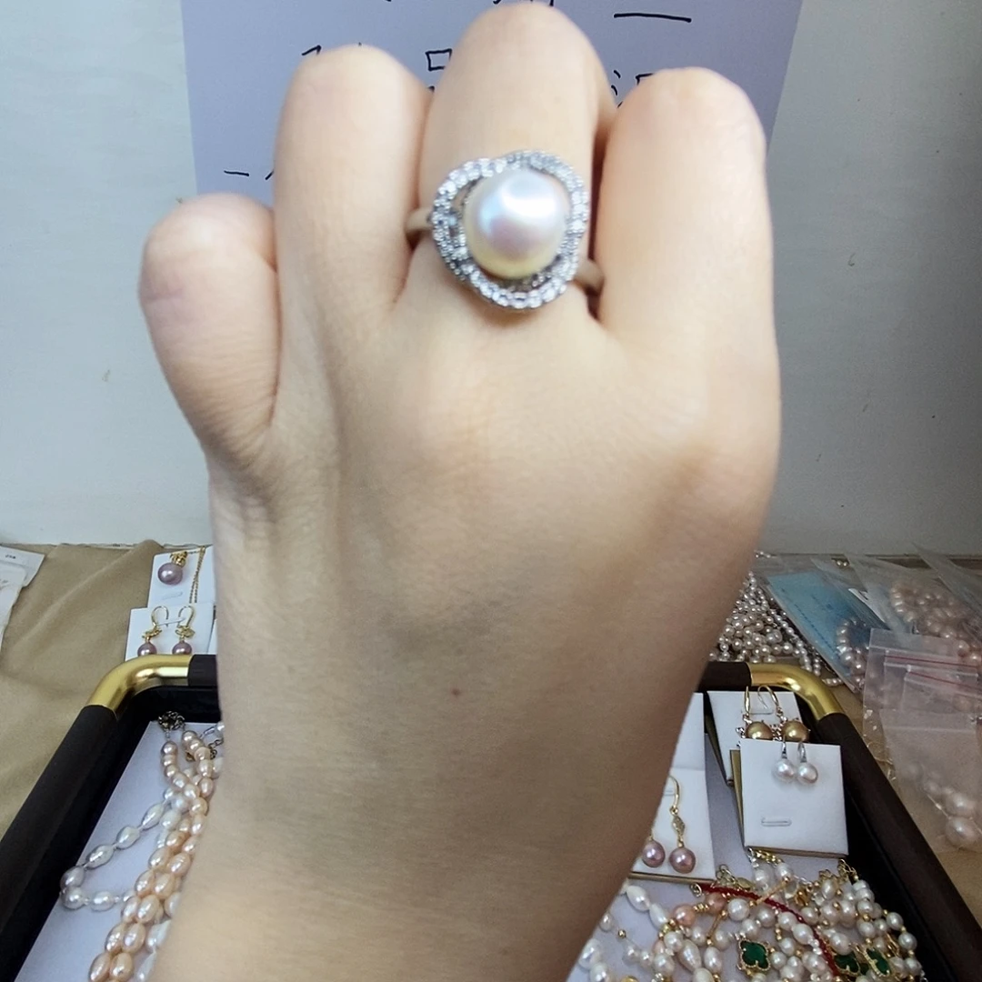 淡水珍珠银S925镶嵌戒指