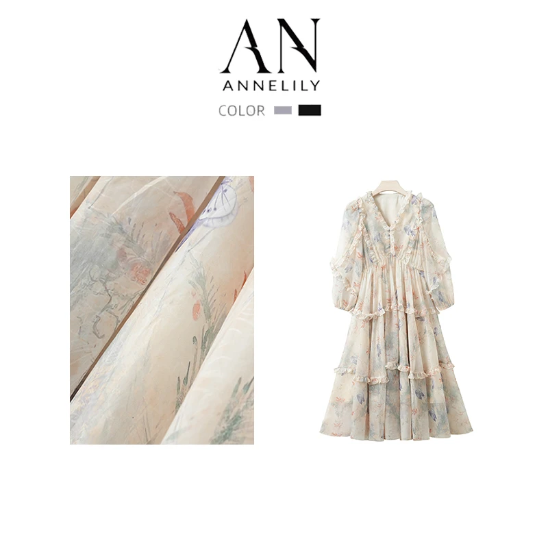 ANNELILY安一凡【在逃公主-凡】时尚气质百搭高定连衣裙AQ2502022