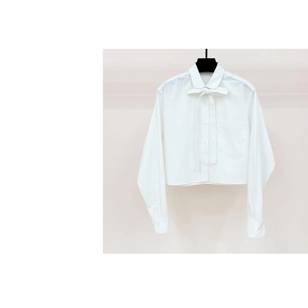 JIAYE CHAN短款廓形蝴蝶结白衬衫