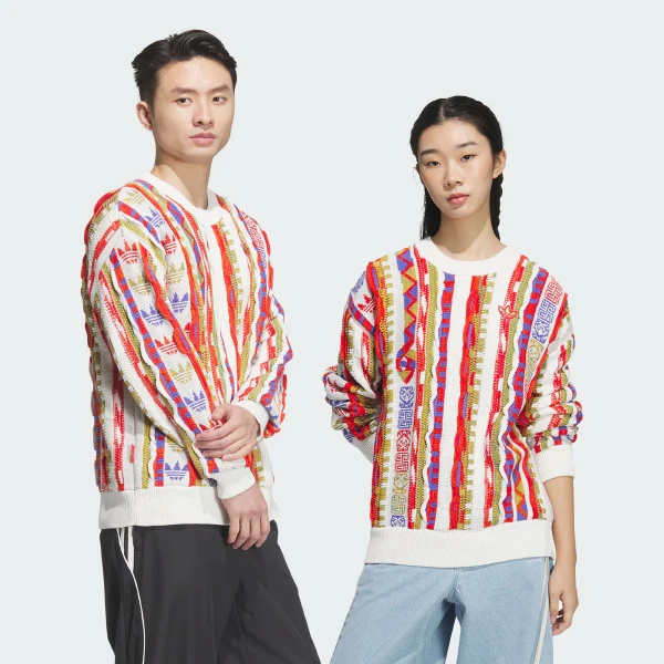 adidas/阿迪达斯 蛇年新年款情侣针织运动宽松套头毛衣 JL8371