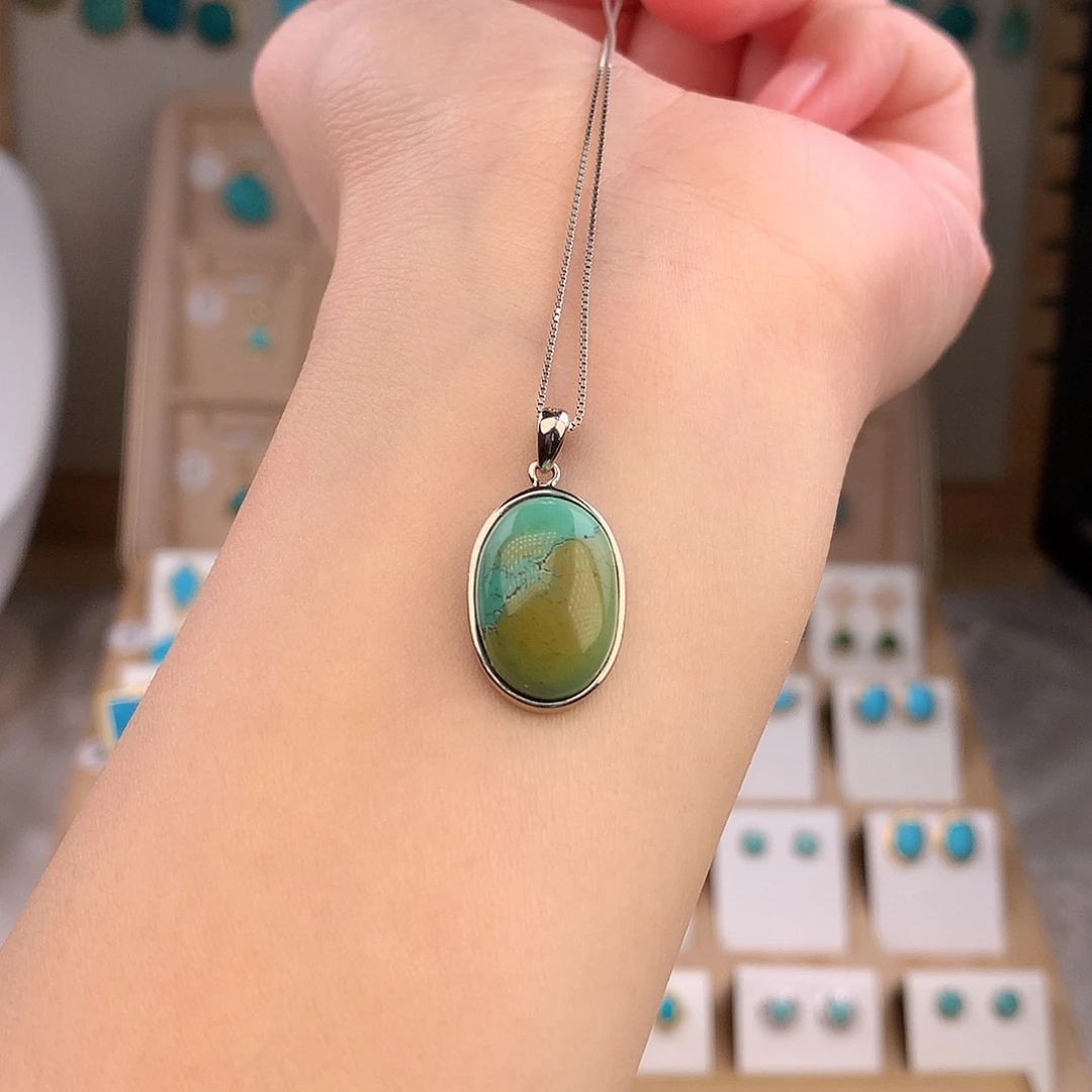 绿松石银S925镶嵌颈饰