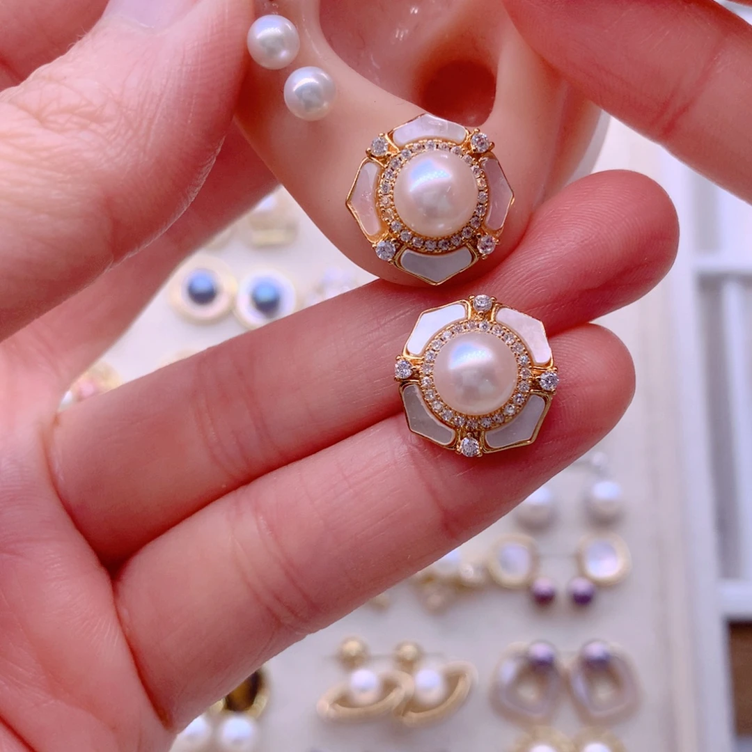 耳饰合金淡水珍珠