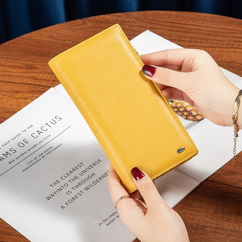 高档纯牛皮长款竖款钱包男女通用简约防盗刷真皮两折多卡位大钞夹