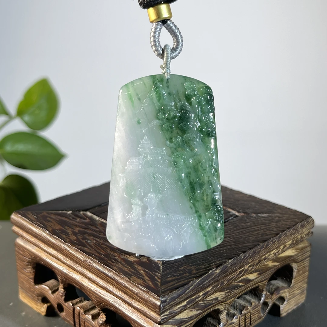 JSB01-129  天然缅甸A货翡翠 山水牌