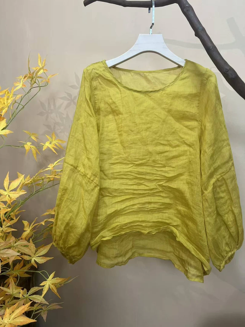 2503#苎麻圆领套头防晒衣（胸围130，衣长，62-64）