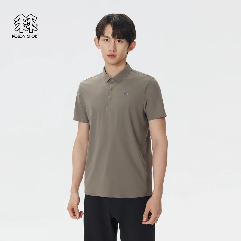 KOLON SPORT可隆POLO防晒UPF50+接触凉感男士压胶短袖弹力上衣