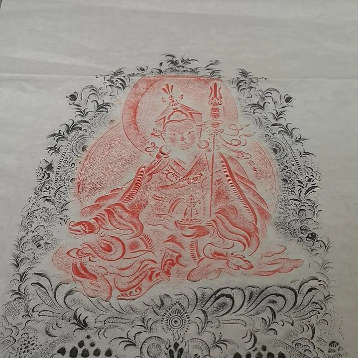 昌化石印石莲花生大士佛像拓片一张四尺整纸大尺寸