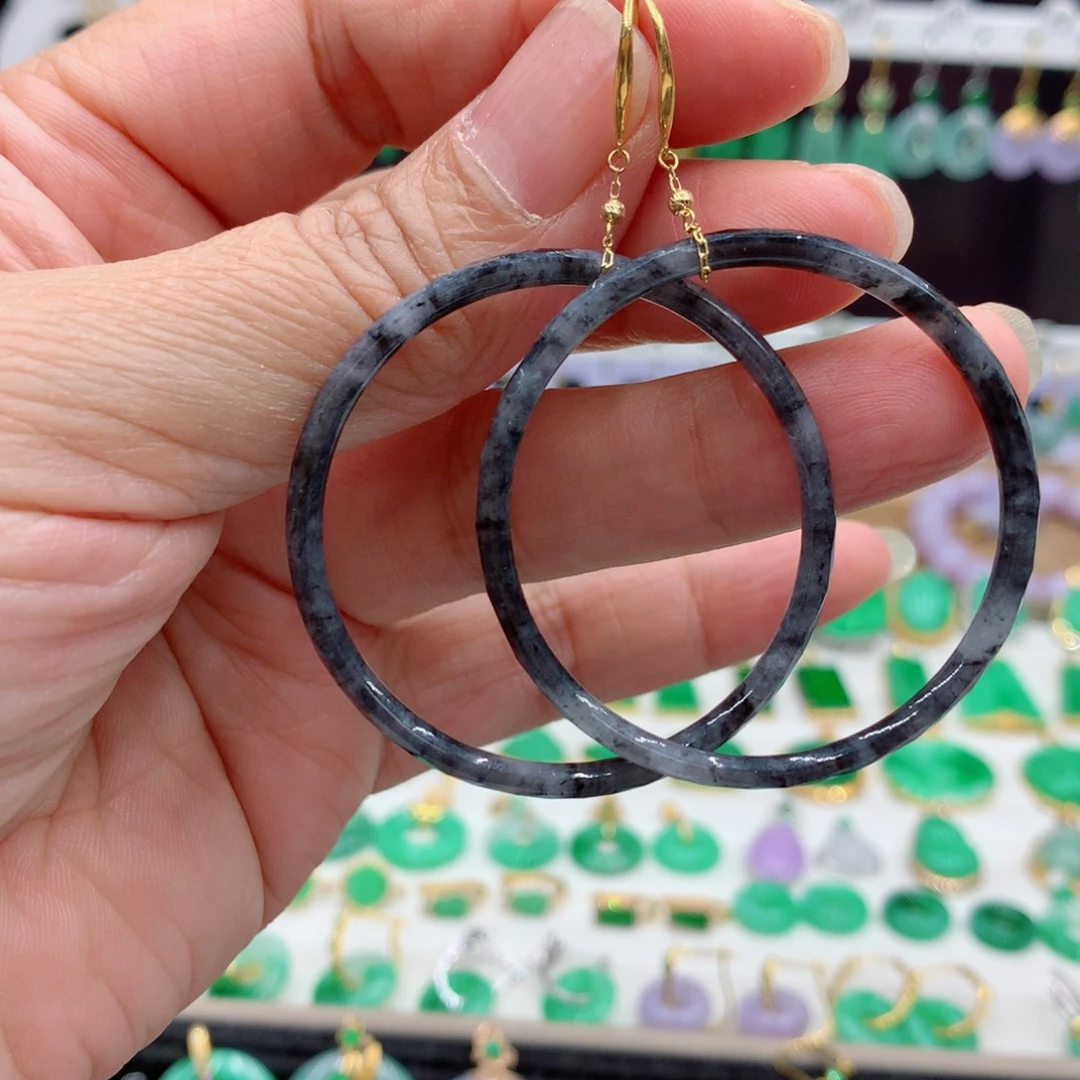 翡翠18K金镶嵌耳饰