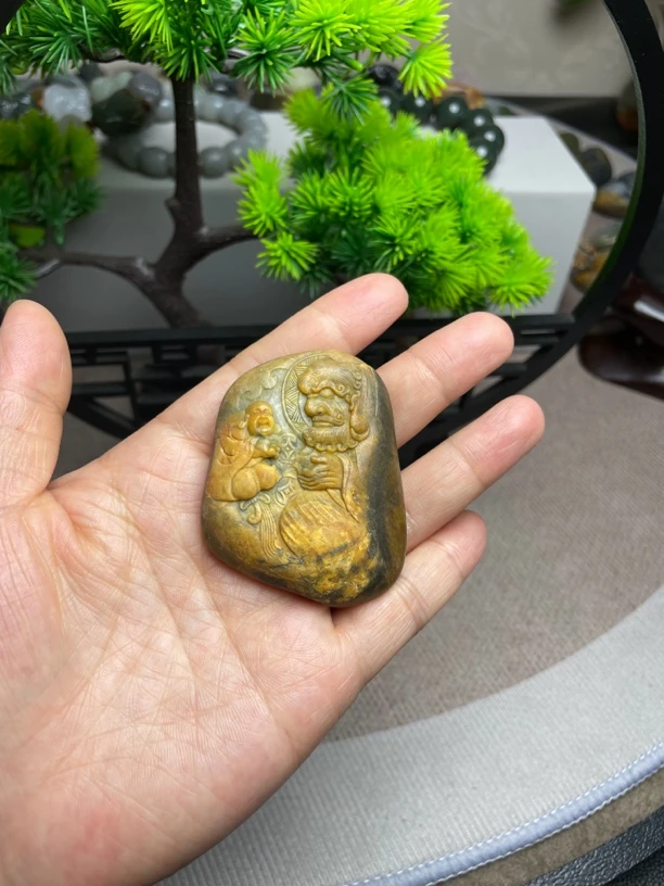 黄沁独籽达摩弥勒佛特色件纯手工挂件