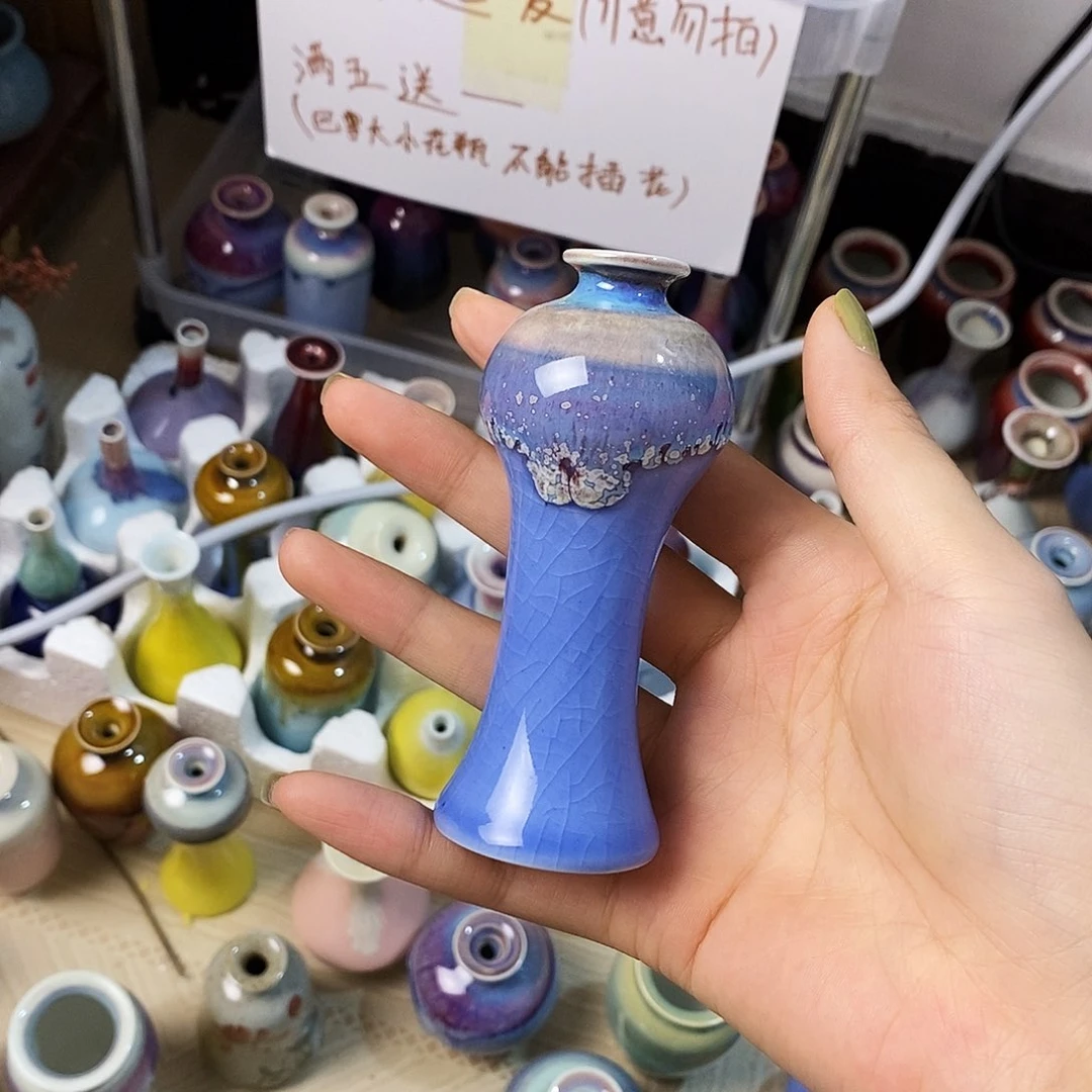 摆件巴掌大不插花景德镇高温陶瓷小花器