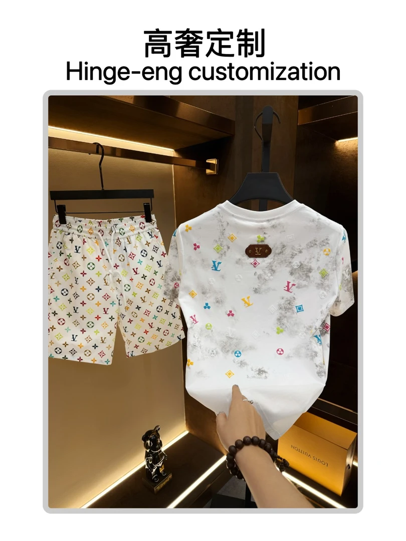 【新款短袖】夏季轻奢休闲高级感扎染刺绣短袖圆领短袖时尚情侣3522