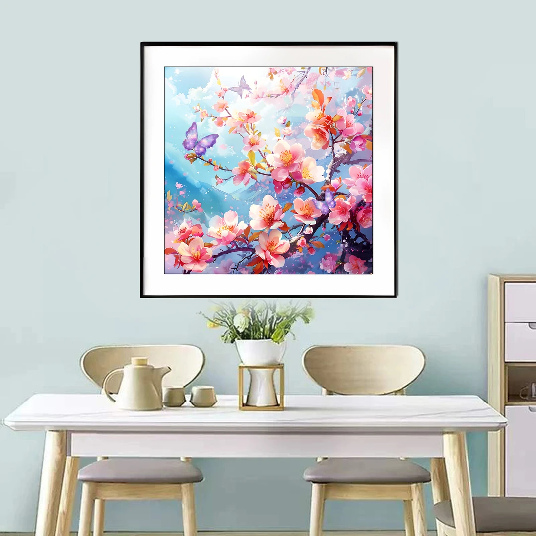 【新疆长绒棉双纱棉】6575灼灼其华十字绣大格60x60cm满绣50种绣线