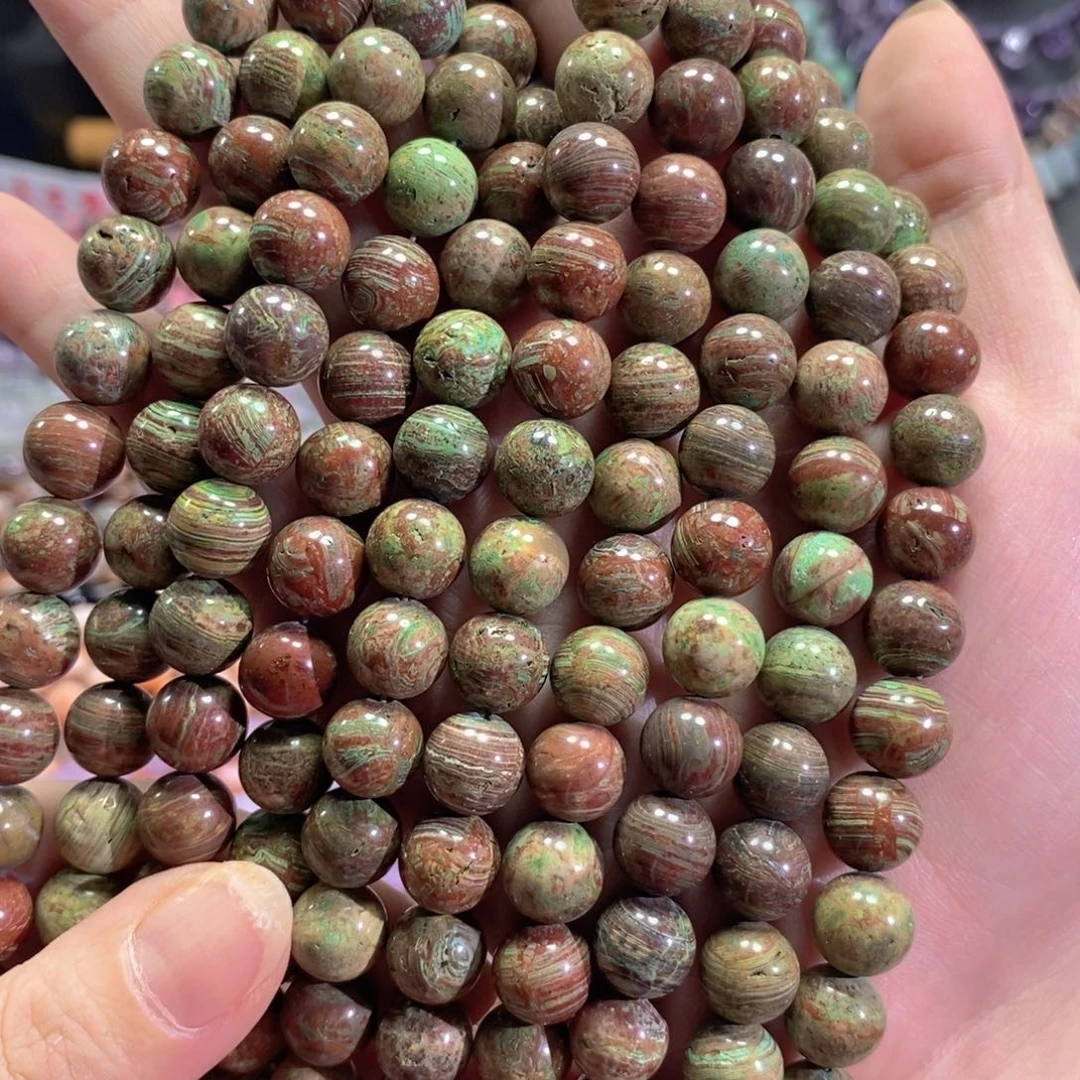 未镶嵌玛瑙/玉髓珠宝半成品孔雀松一条卡10mm