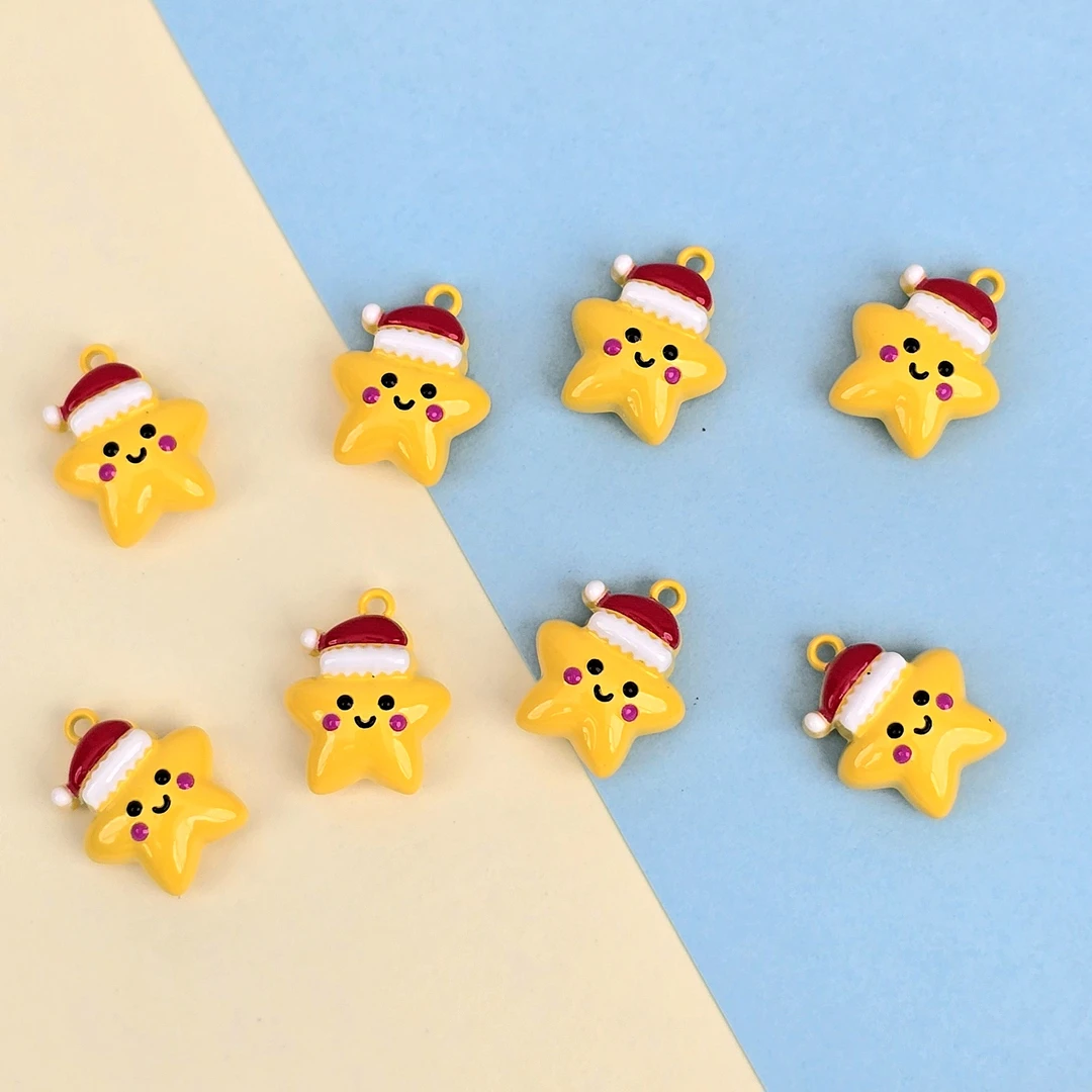 合金~圣诞红帽子五角星~金属饰品串珠配件手机项链钥匙扣diy手工