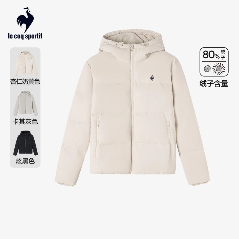 乐卡克法国公鸡25年秋冬男女同款保暖连帽羽绒服外套L254UECTJD02