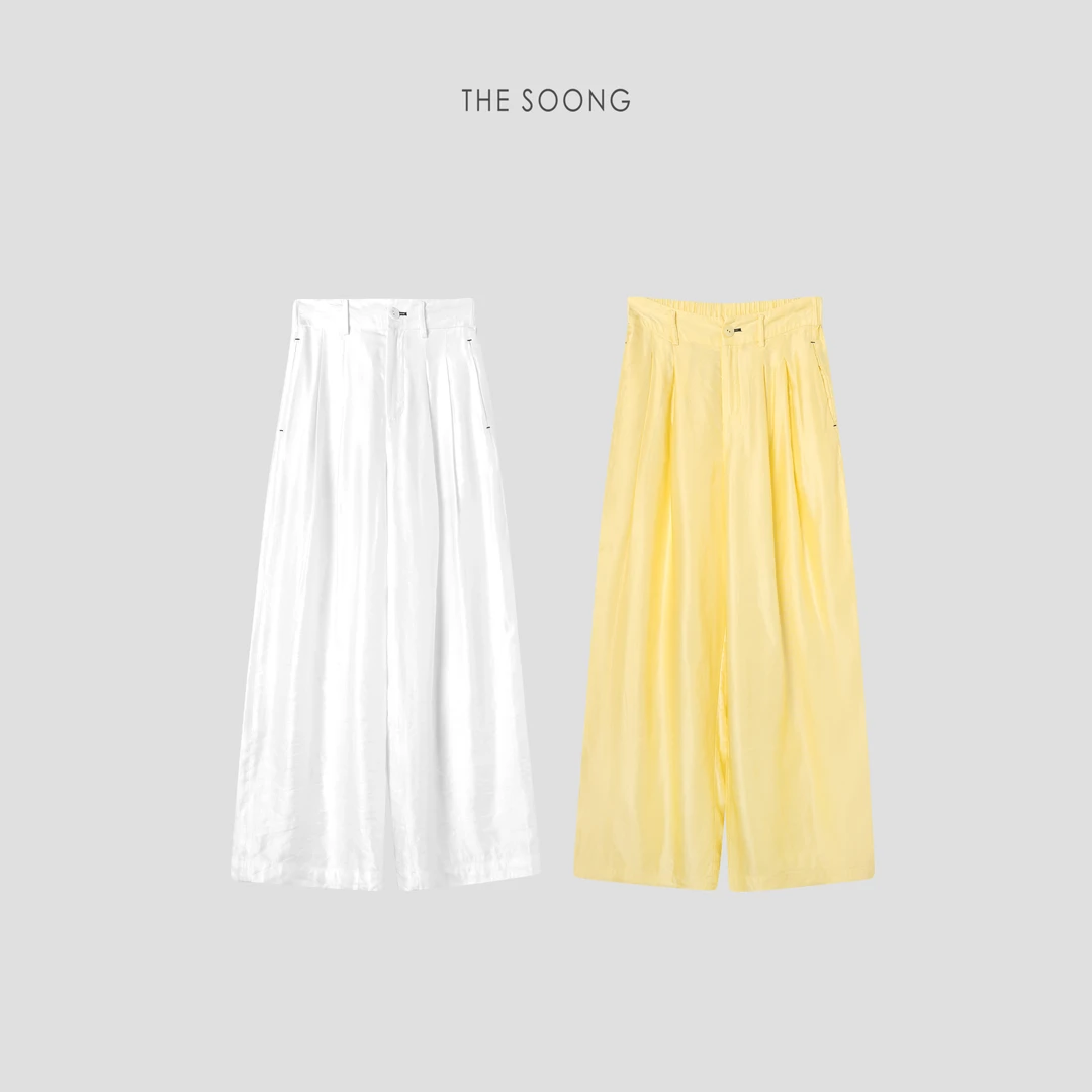 THESOONG|"舒适又时髦"亚麻轻盈干爽线条感中腰直筒休闲裤BKZ6811