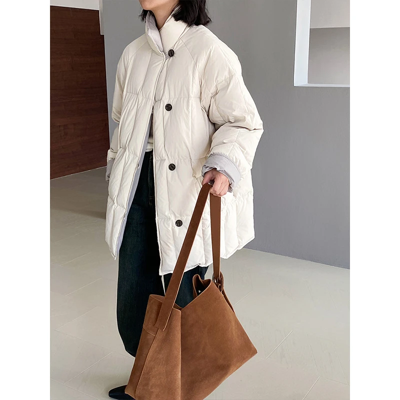 江左"双面派温暖B备"~女神两面穿羽绒服女立领温暖厚实外套