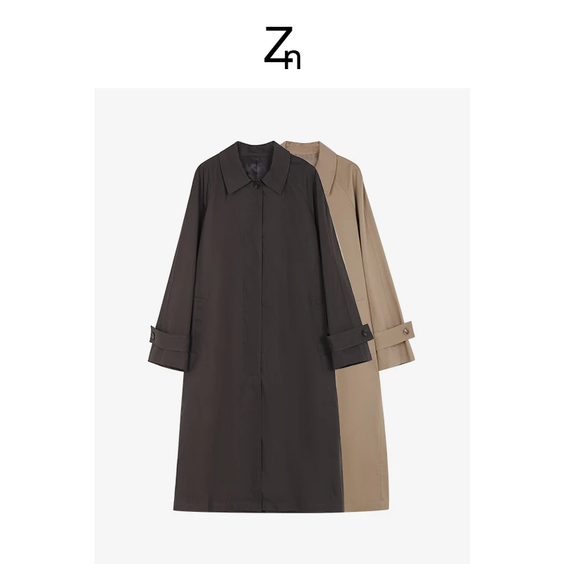 Zn简廓后开叉风衣简约百搭时尚气质A825Z22170