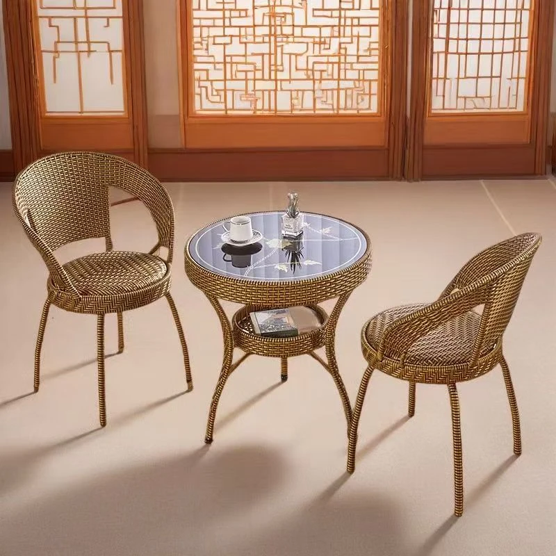 旋转桌椅组合阳台小茶几庭院户外腾椅家用简约休闲腾编椅子三件套