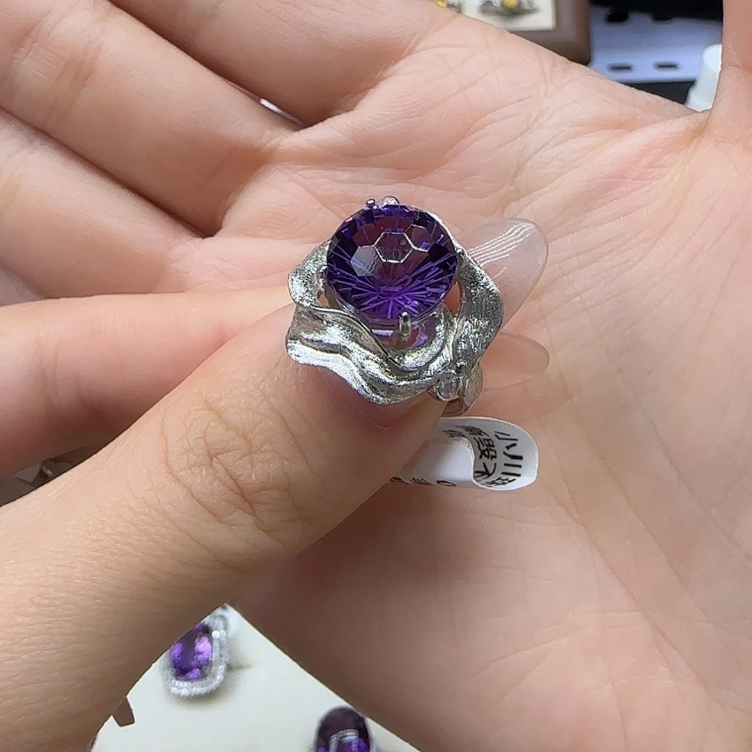 *****银S925镶嵌水晶珠宝半成品G 玫瑰花乌拉圭紫925