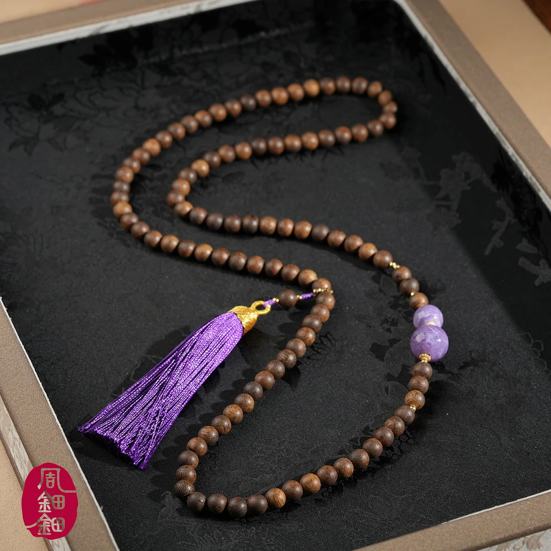 沉香®|紫庐|天然棋楠沉香18K设计款毛衣链多样性发一