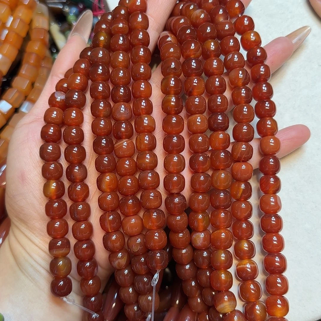 玛瑙/玉髓未镶嵌珠宝半成品10mm老行墩一条